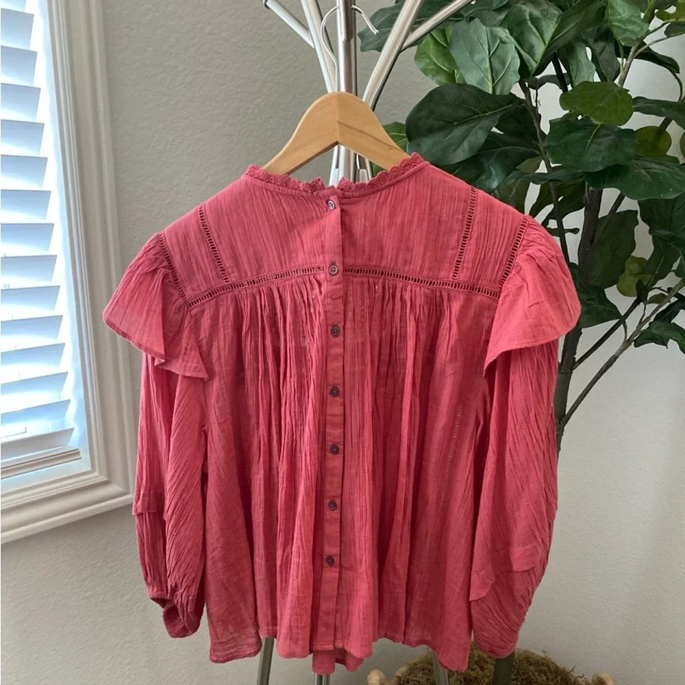 Free People | Balloon Long Sleeve Peasant Blouse - Rose Pink